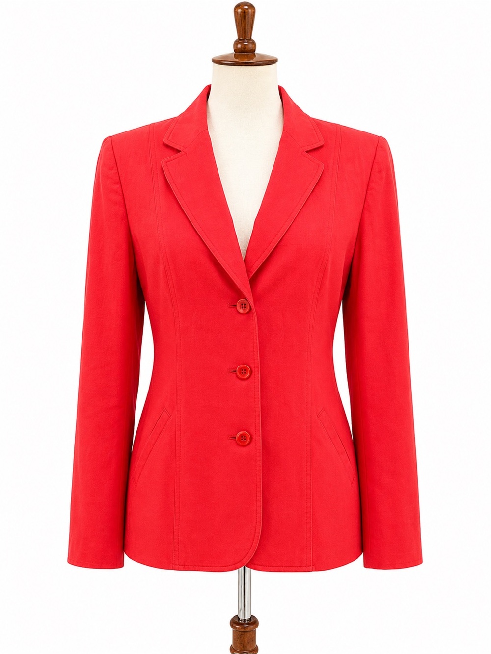 Josephine Chaus Bright Red Classic Blazer 100% Silk Vintage Jacket 10